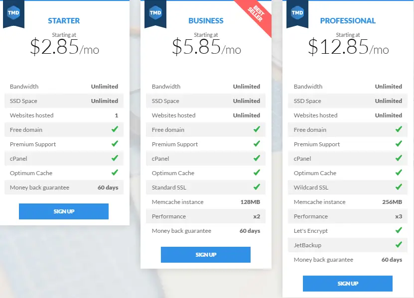 TMDHosting shared hosting plans